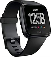 Fitbit Versa Smart Watch, Black/Black Aluminium, O