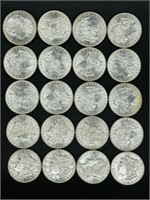 20 - uncirculated Morgan silver dollars