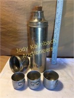 Vintage stainless thermos w/ 3 cups