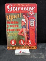 Metal Full Service Garage Pin Up Girl Sign