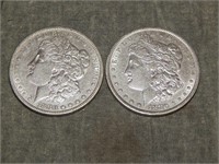 Pair of 1880 Morgan Silver Dollars AU ish