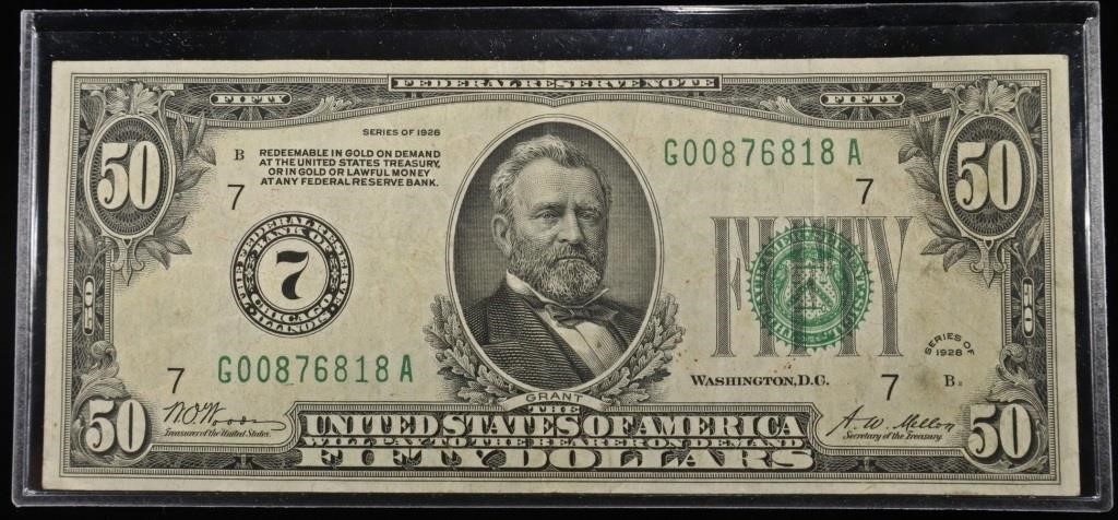 1928 $50 FEDERAL RESERVE NOTE, REDEEMABLE IN GOLD