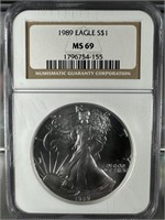 1989 Silver Eagle NGC MS69