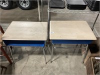 Pair of Metal School Desks.