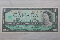 Canada $1 Banknote 1954 BC-37 Beattie Rasminsky