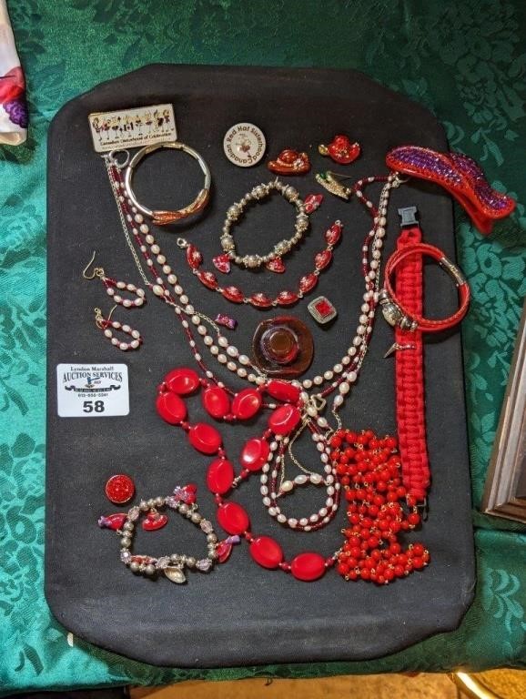 Red Hat Society Costume jewelry, etc