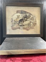 Lion, print in beaded frame