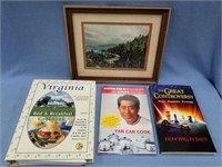 Lot of 4:  3 books and a watercolor