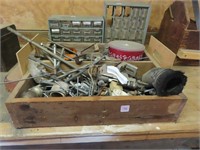 Assorted Screw Storage Containers and Wood Box