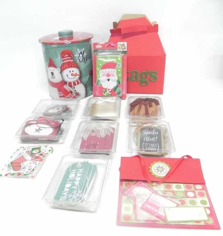 ASSTD CHRISTMAS TAGS, TIN & STICKERS