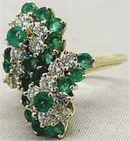 14KT YELLOW GOLD 1.30CTS EMERALD & .90CTS DIA.