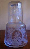 Etched glass carafe and matching tumbler