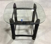 Glass top end table w/ metal base - not