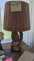 Wooden Carved Owl table lamp