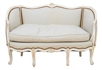 French Louis XV Style White Painted Settee