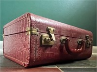Vintage Red Faux Alligator Suitcase