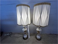 (2) Opaque Gold Leaf Table Lamps