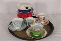 3 Cups and Saucers, Winter Cookie Jar