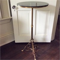 Brass Telescoping Side Table with Glass Top
