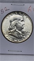 Of) 1952 Franklin half dollar condition AU