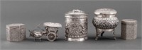 Indian Silver Containers & Miniature Sculpture, 5