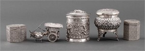 Indian Silver Containers & Miniature Sculpture, 5