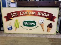 PETERS ICE CREAM SIGN PAINT ON BOARD