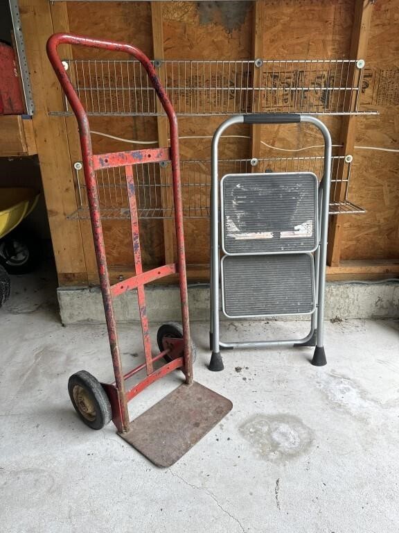 Two wheel buggy, stepladder