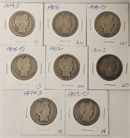 279 - LOT OF 8 US SILVER HALF DOLLARS (152)