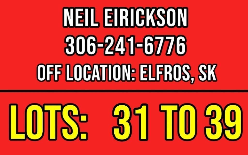 LOTS: 31 to 39 - Contact Neil Eirickson: