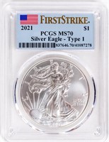 Coin 2021 American Silver Eagle PCGS MS70