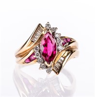 Jewelry 14k Gold Ruby & Diamond Ring