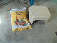 Bag of Potting Soil & Step Stool