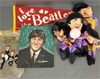 Group of vintage Beatles pieces including pennant,