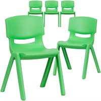 5 Pack Green Plastic School Chair