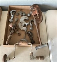 Pipe cutters, hand drill, etc.