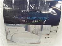 Sweet Home 8-Piece Dobby Stripe King Bed in a Bag