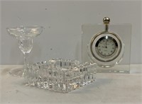 Shannon Crystal Clock, Ashtray & Candleholder