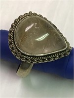 Large Translucent Stone 925 Silver Ring