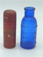 Bromo Seltzer Bottle 4" and Wood Chalk Holder