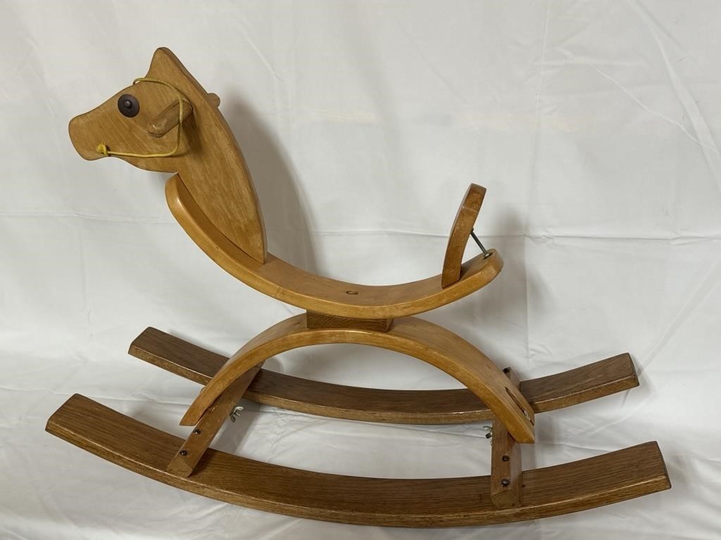 Vintage 30” x 22” Wooden Rocking Horse