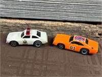 1981 Dukes Of Hazzard Slot Car Pair Charger Police