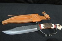 MINT OLD FORGE DAMASCUS D GUARD BOWIE KNIFE