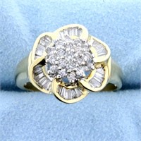 Over 2ct TW Diamond Flower Design Ring in 14k Yell