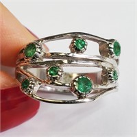 S. Silver Emerald Ring