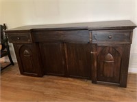 Beautiful Large Dark Stained Side Board Cabinet