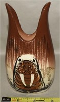 Vtg Sascha Brastoff Signed Walrus Ceramic Vase