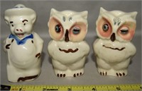 (3) Vtg Shawnee Owls & Pig Salt & Pepper Shakers