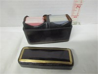 VINTAGE POCKET PLAYING CARDS IN LEATHER CASE