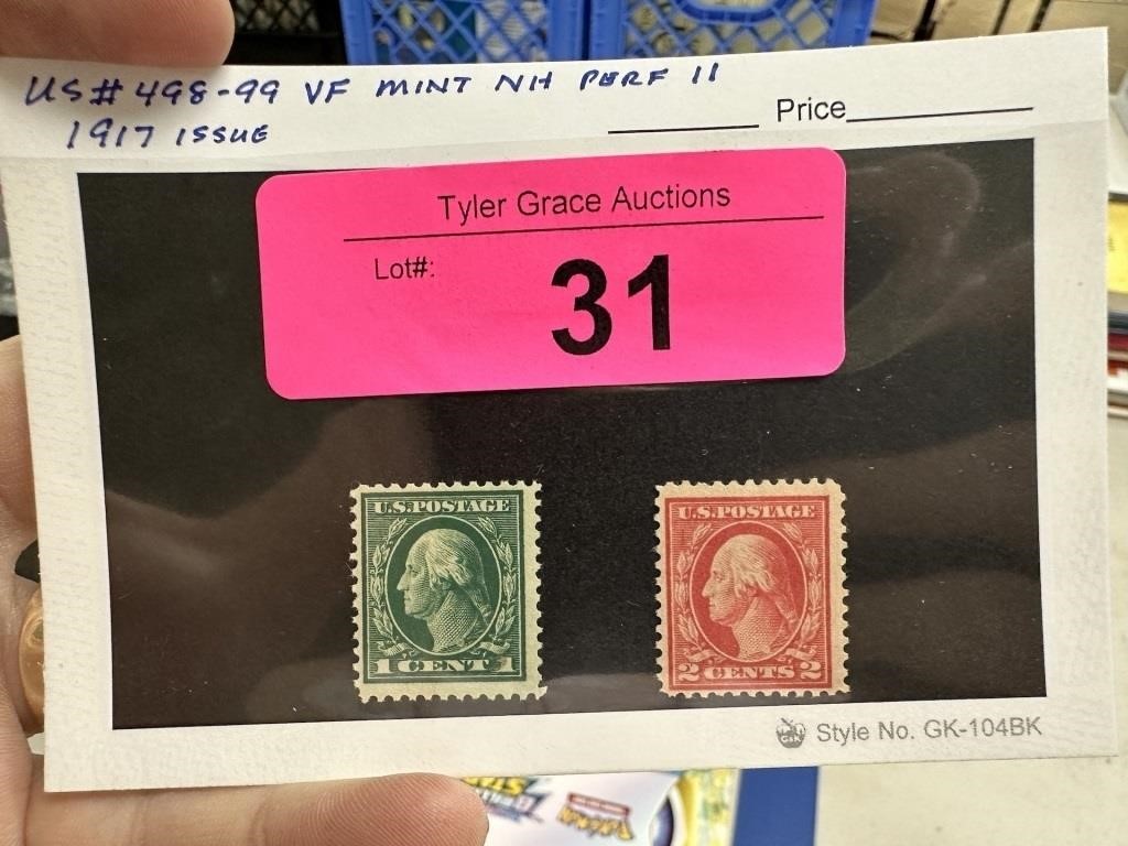 #498-99 MINT NH PERF 11 1917 ISSUE STAMPS